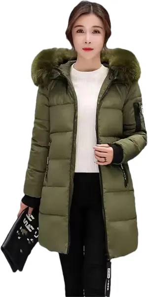 Women Winter Puffer Parka Coat Hooded Overcoat Thick Warm Cotton Padded Outwear