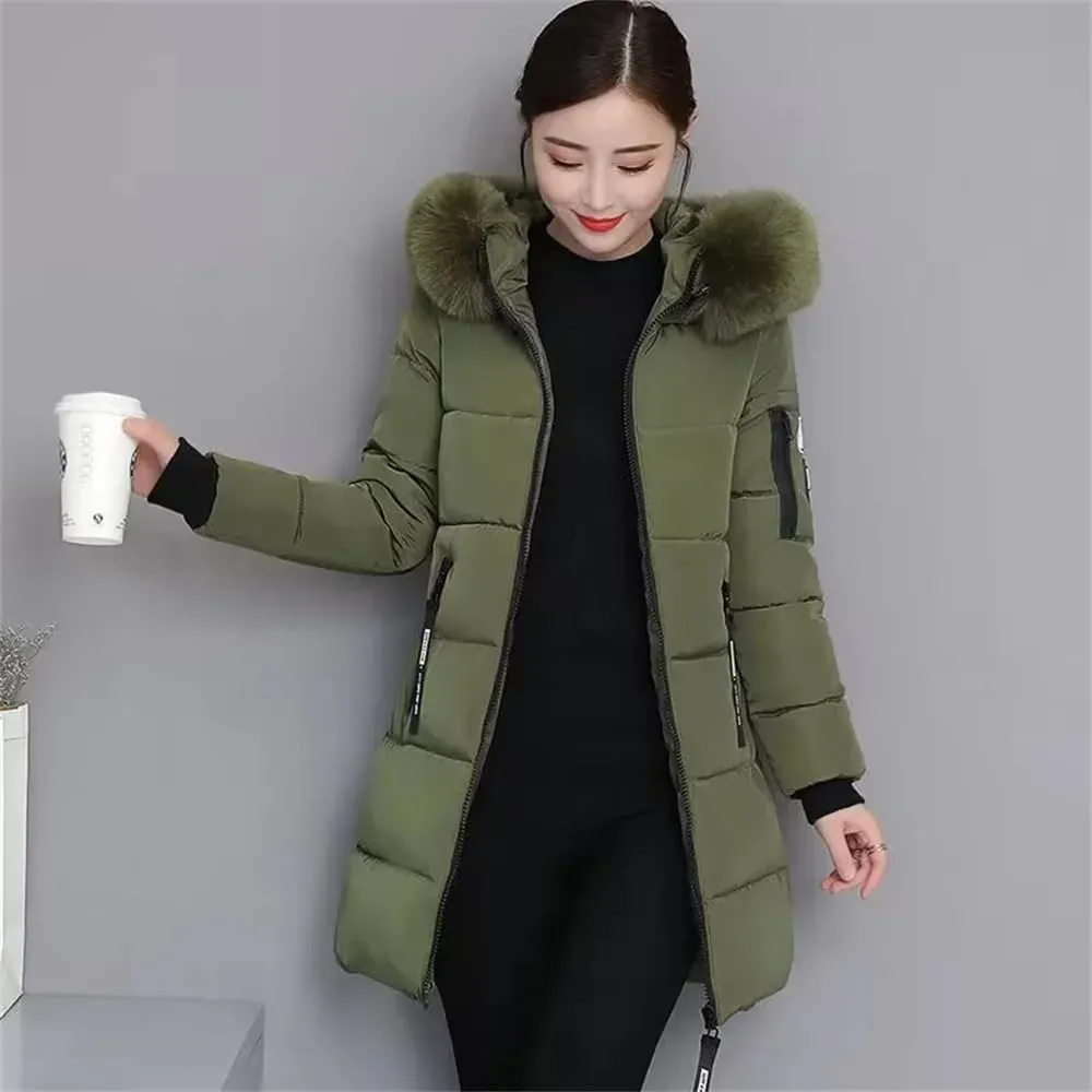Women Winter Puffer Parka Coat Hooded Overcoat Thick Warm Cotton Padded Outwear