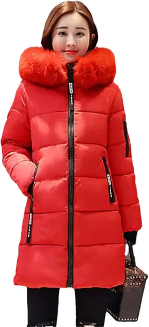 Women Winter Puffer Parka Coat Hooded Overcoat Thick Warm Cotton Padded Outwear