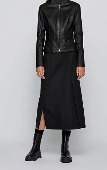 Women's Classic Black Leather Jacket  Elegant and Versatile