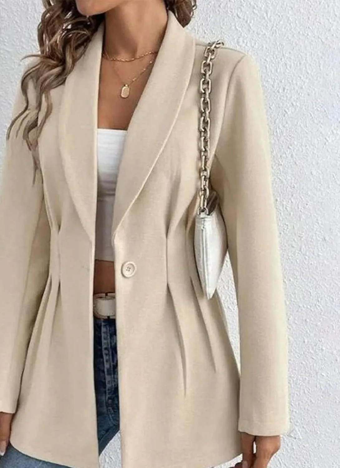 Women's Coat 2025 Long Sleeve Solid Outerwear Lapel Fitted Blazer Fashional Business Casual Clothes