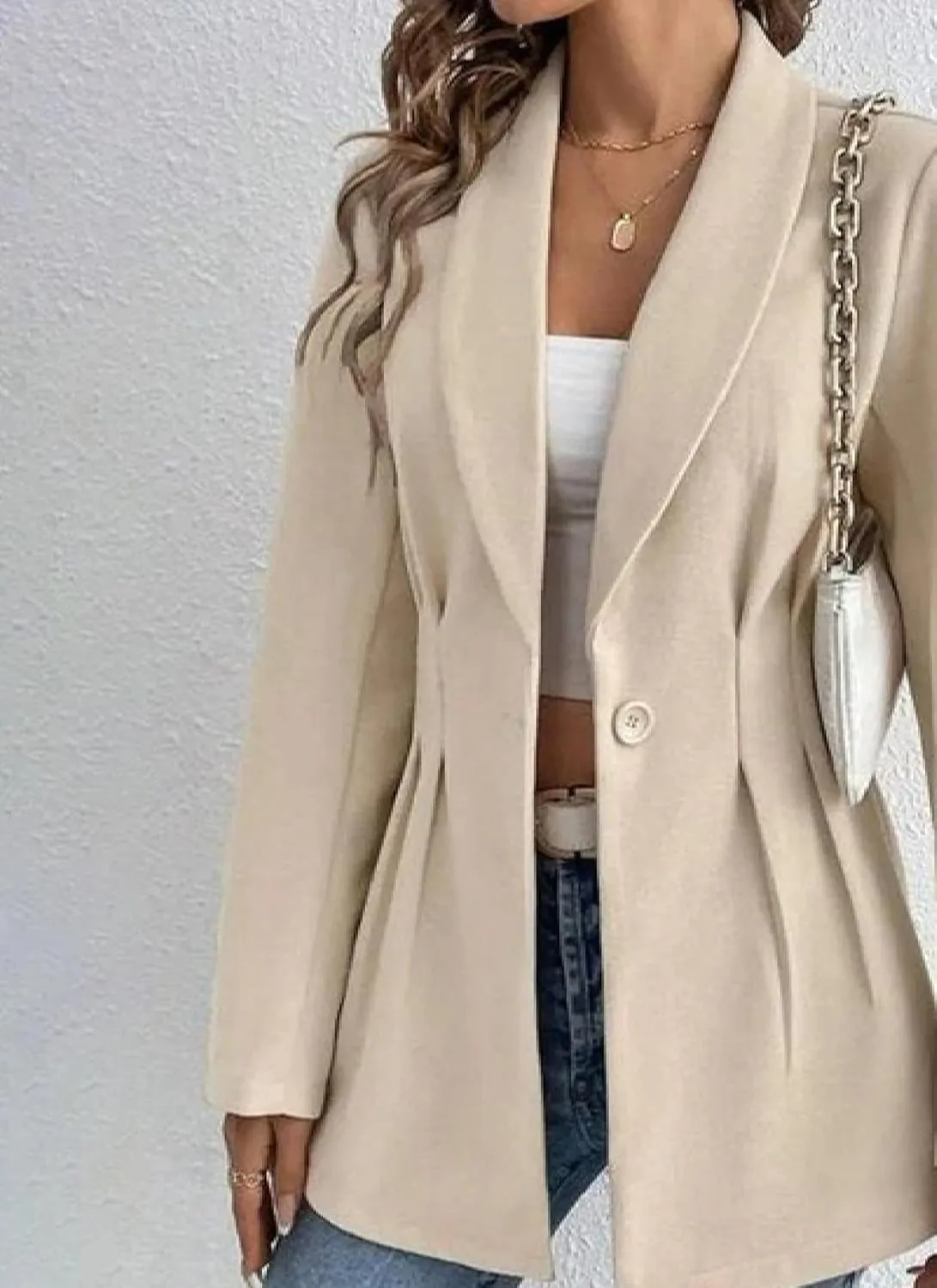 Women's Coat 2025 Long Sleeve Solid Outerwear Lapel Fitted Blazer Fashional Business Casual Clothes