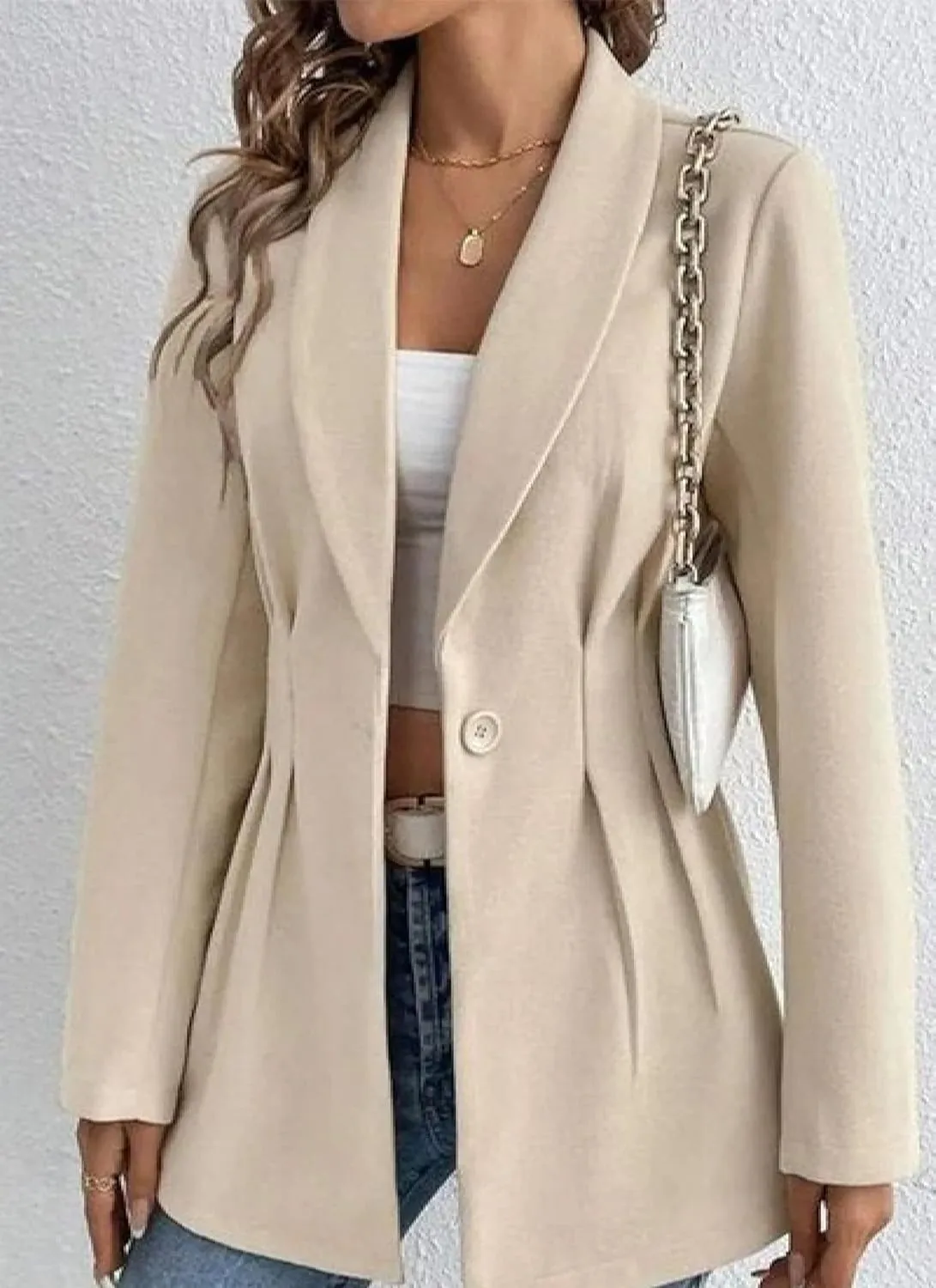 Women's Coat 2025 Long Sleeve Solid Outerwear Lapel Fitted Blazer Fashional Business Casual Clothes