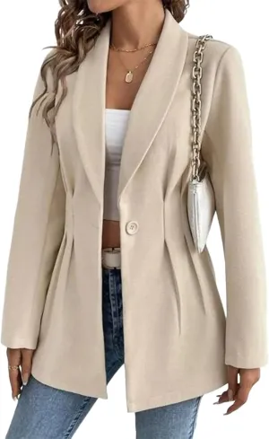Women's Coat 2025 Long Sleeve Solid Outerwear Lapel Fitted Blazer Fashional Business Casual Clothes