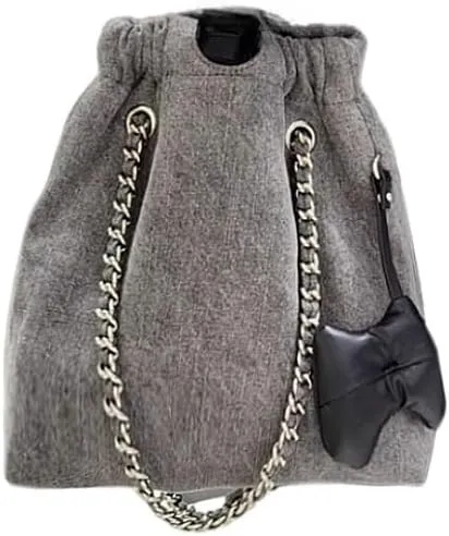 Women's Denim Totes Chain Bucket Bag Shoulder Crossbody Underarm Bag Purse Large Capacity Versatile Chic Casual Drawstring