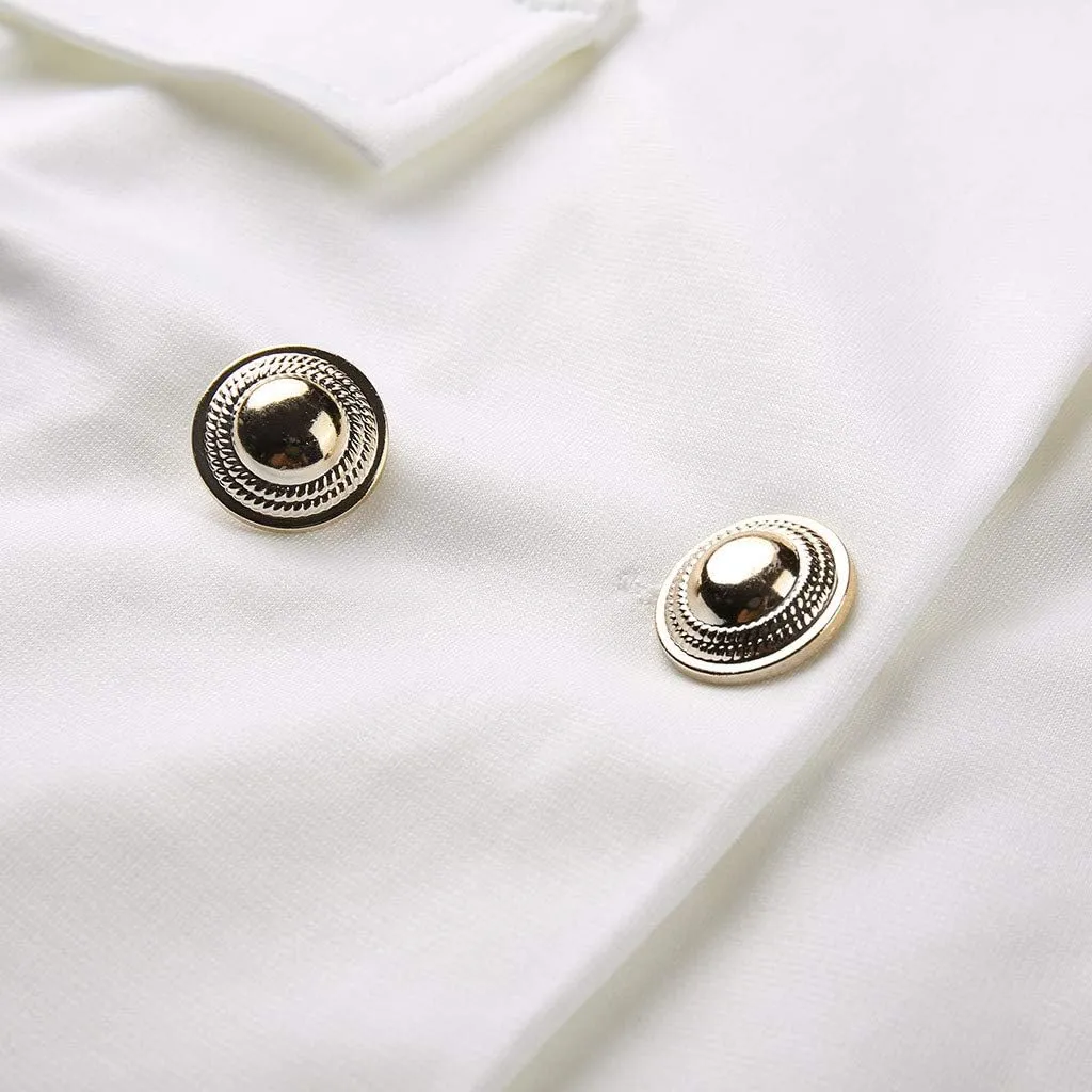 Women's Double Breasted Blazer Dress Slim Fit Formal Long Sleeve Jacket Stylish Decorative Buttons for Business Use