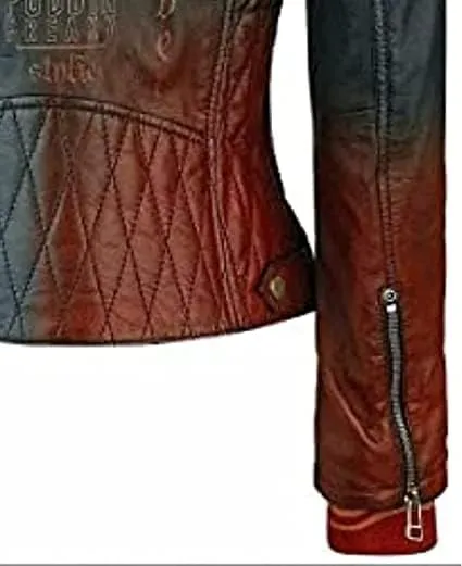 Women's Harley Daddy's Monster Suicide Squad Birds Of Prey Duel Tone Gradient Quinn Leather Quilted Jacket