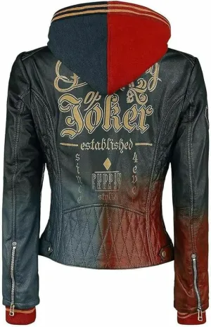 Womens Harley Quinn Daddys Lil Monster Quilted Leather Jacket