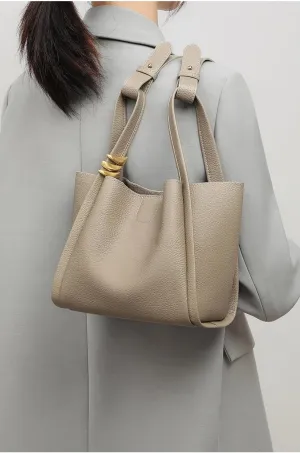 Women's Leather Shoulder Crossbody Bag Bucket Handbag Versatile Hobo Hand Carry Handle Casual Chic Stylish Elegant Luxury