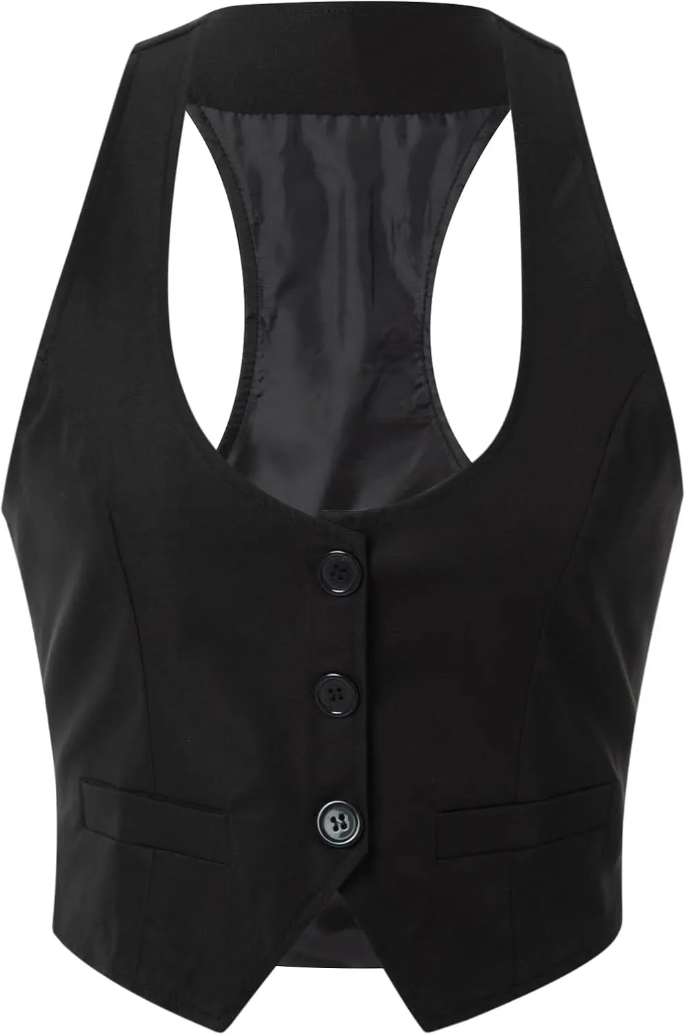 Women's Leather Sleeveless V Neck Single Breasted Vest Crop Blazer Coat Jacket