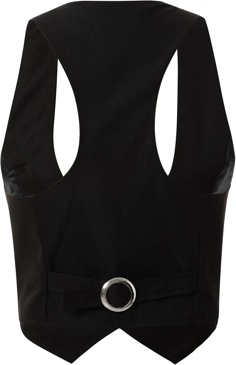 Women's Leather Sleeveless V Neck Single Breasted Vest Crop Blazer Coat Jacket