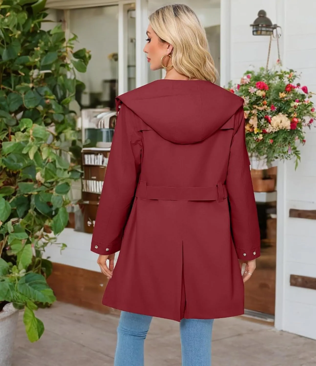Women's Lightweight Anorak Utility Jacket Button Down Spring Waterproof Coat Fall Casual Hoodies