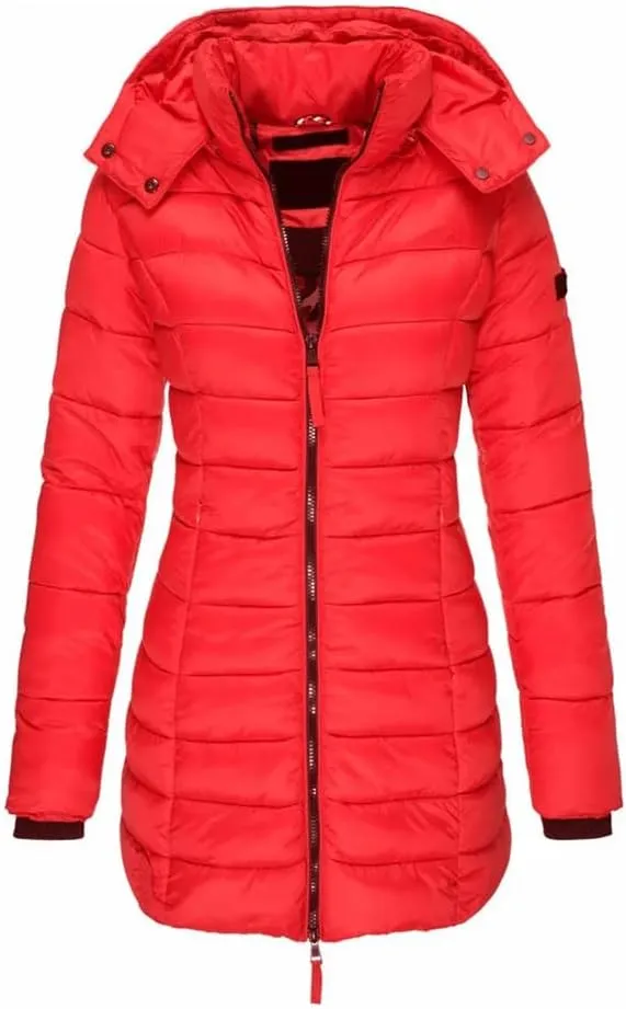 Womens Long Down Coat Winter Thicken Warm Hooded Cotton Padded Puffer Jacket Overcoat