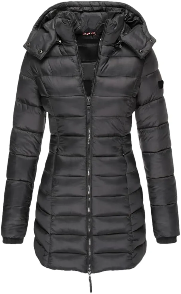 Womens Long Down Coat Winter Thicken Warm Hooded Cotton Padded Puffer Jacket Overcoat