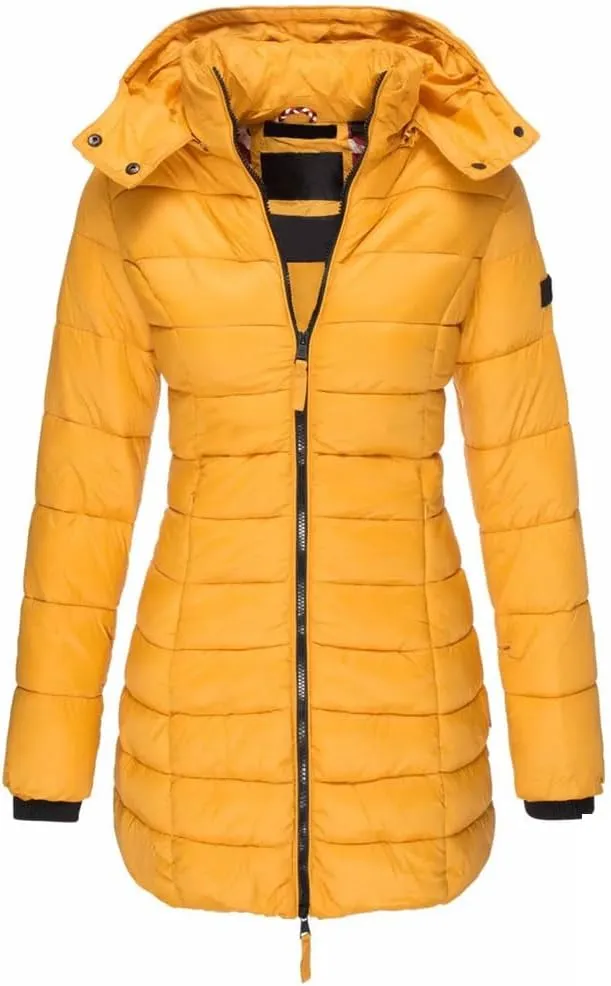 Womens Long Down Coat Winter Thicken Warm Hooded Cotton Padded Puffer Jacket Overcoat