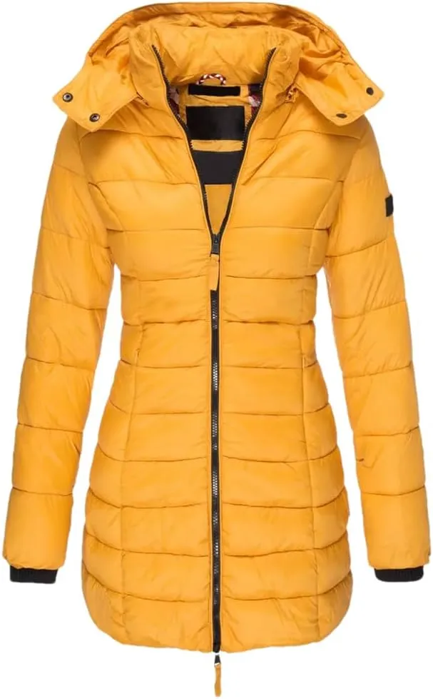 Womens Long Down Coat Winter Thicken Warm Hooded Cotton Padded Puffer Jacket Overcoat