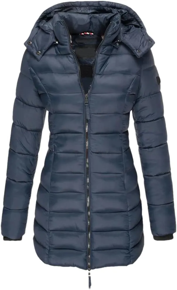 Womens Long Down Coat Winter Thicken Warm Hooded Cotton Padded Puffer Jacket Overcoat