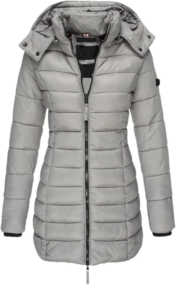 Womens Long Down Coat Winter Thicken Warm Hooded Cotton Padded Puffer Jacket Overcoat