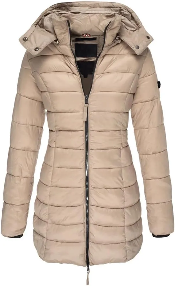 Womens Long Down Coat Winter Thicken Warm Hooded Cotton Padded Puffer Jacket Overcoat