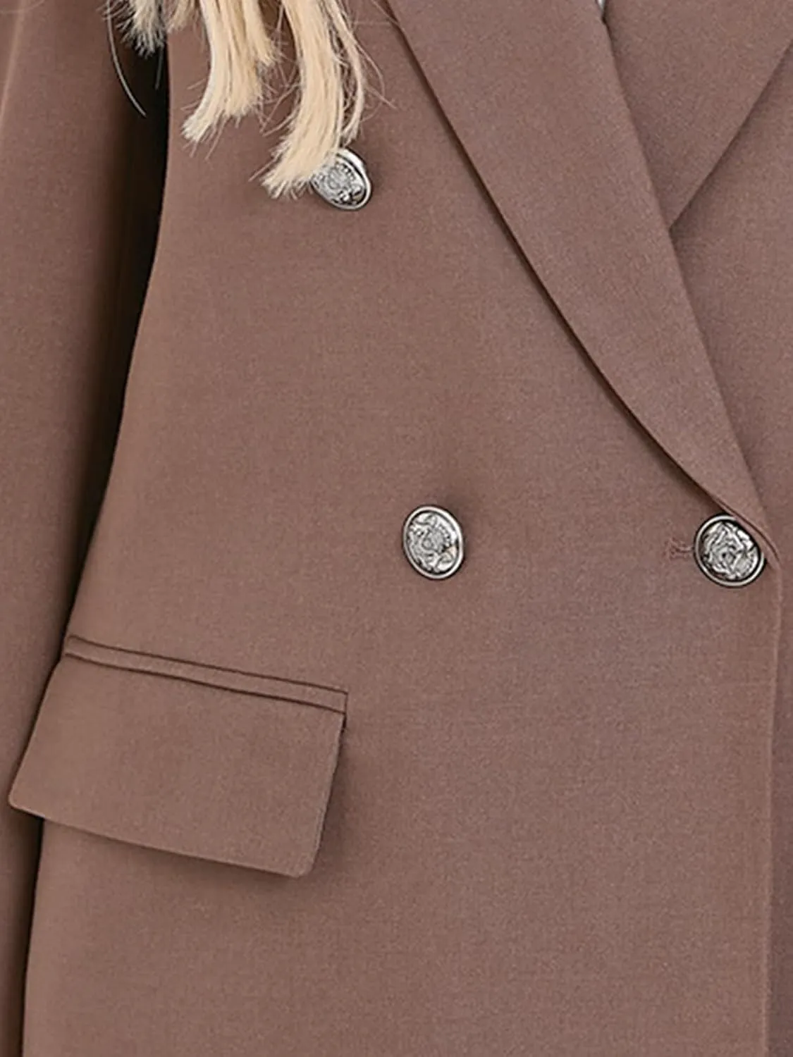 Women's Oversized Blazer Jacket Double-Breasted Suit with Pockets Long Sleeve Outfit for Business Work Office Casual