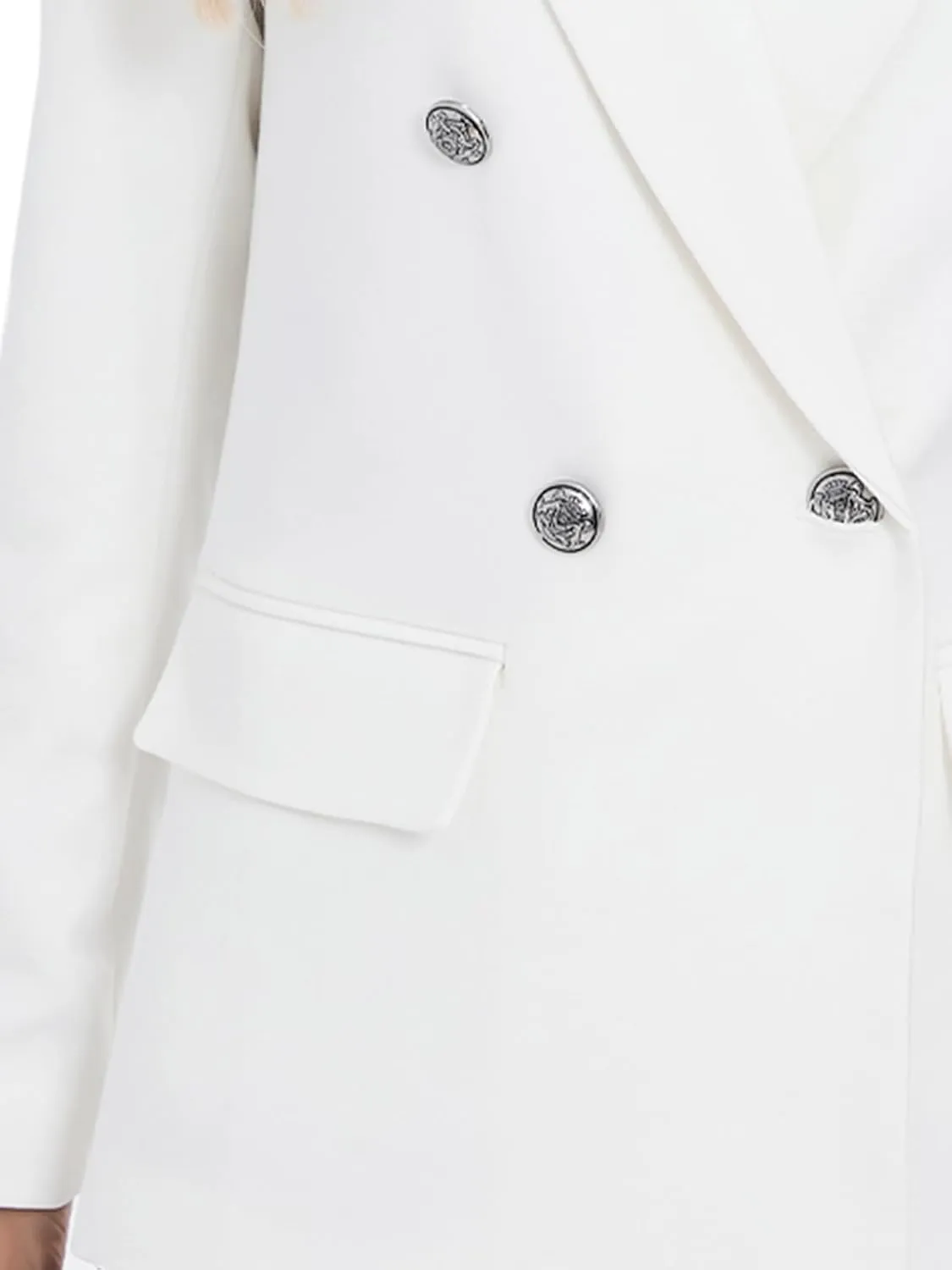 Women's Oversized Blazer Jacket Double-Breasted Suit with Pockets Long Sleeve Outfit for Business Work Office Casual
