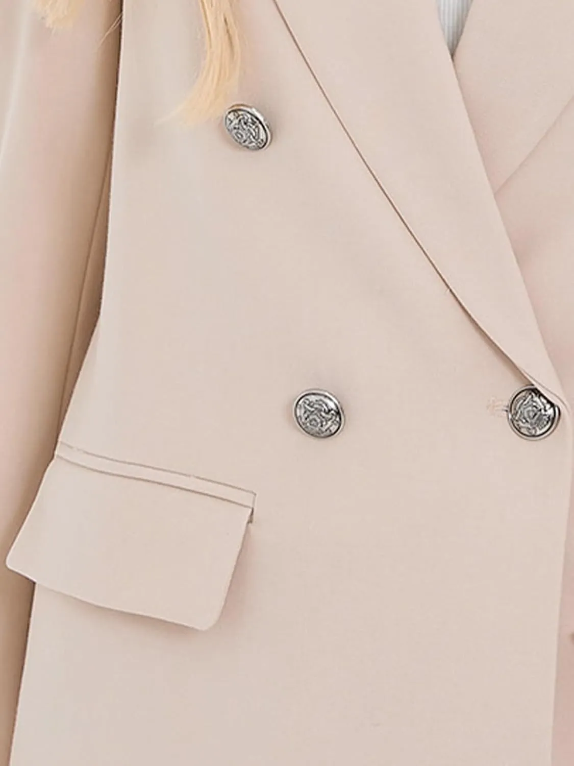 Women's Oversized Blazer Jacket Double-Breasted Suit with Pockets Long Sleeve Outfit for Business Work Office Casual