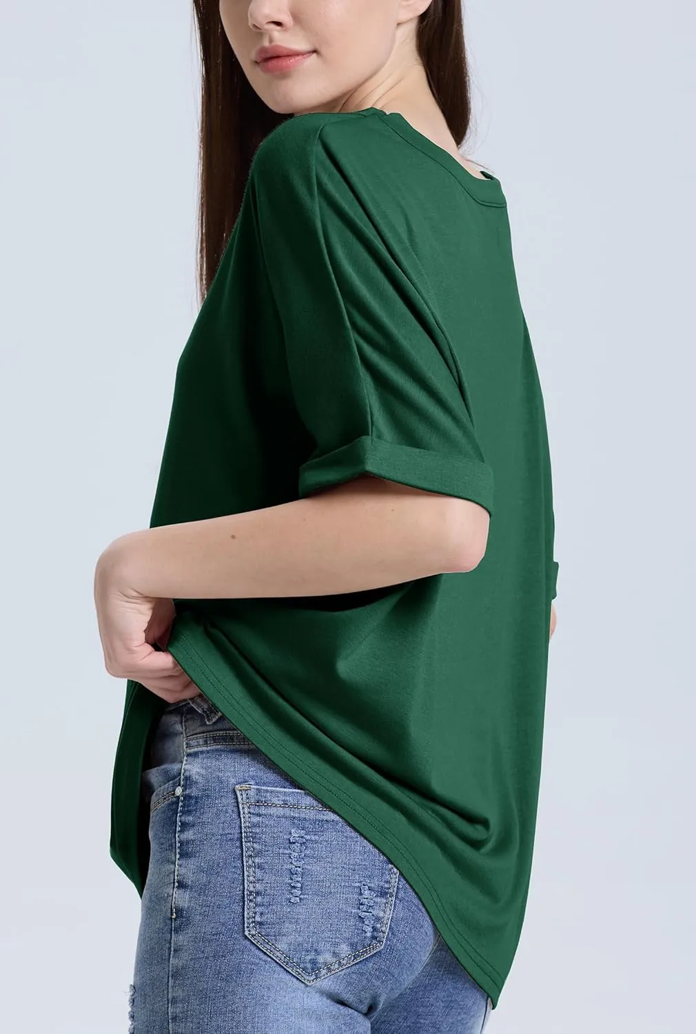 Women's Oversized T Shirts Short Sleeve Crewneck Summer Tops Casual Loose Basic Tee Shirts