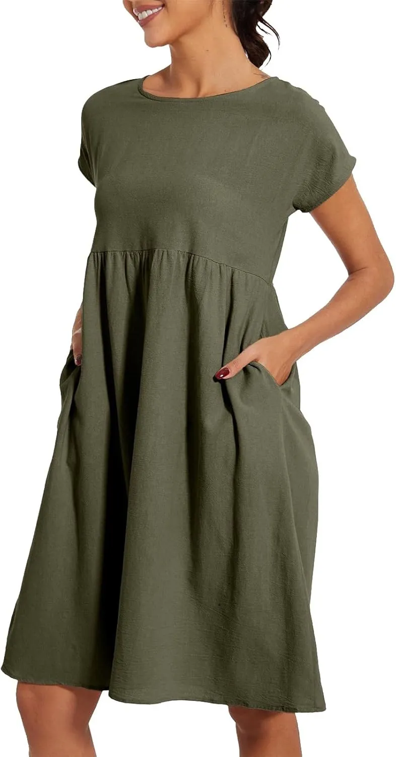 Women's Plus Size Summer Dresses Casual T Shirt Dress 2025 Summer Crewneck Short Sleeve Swing Dresses with Pockets