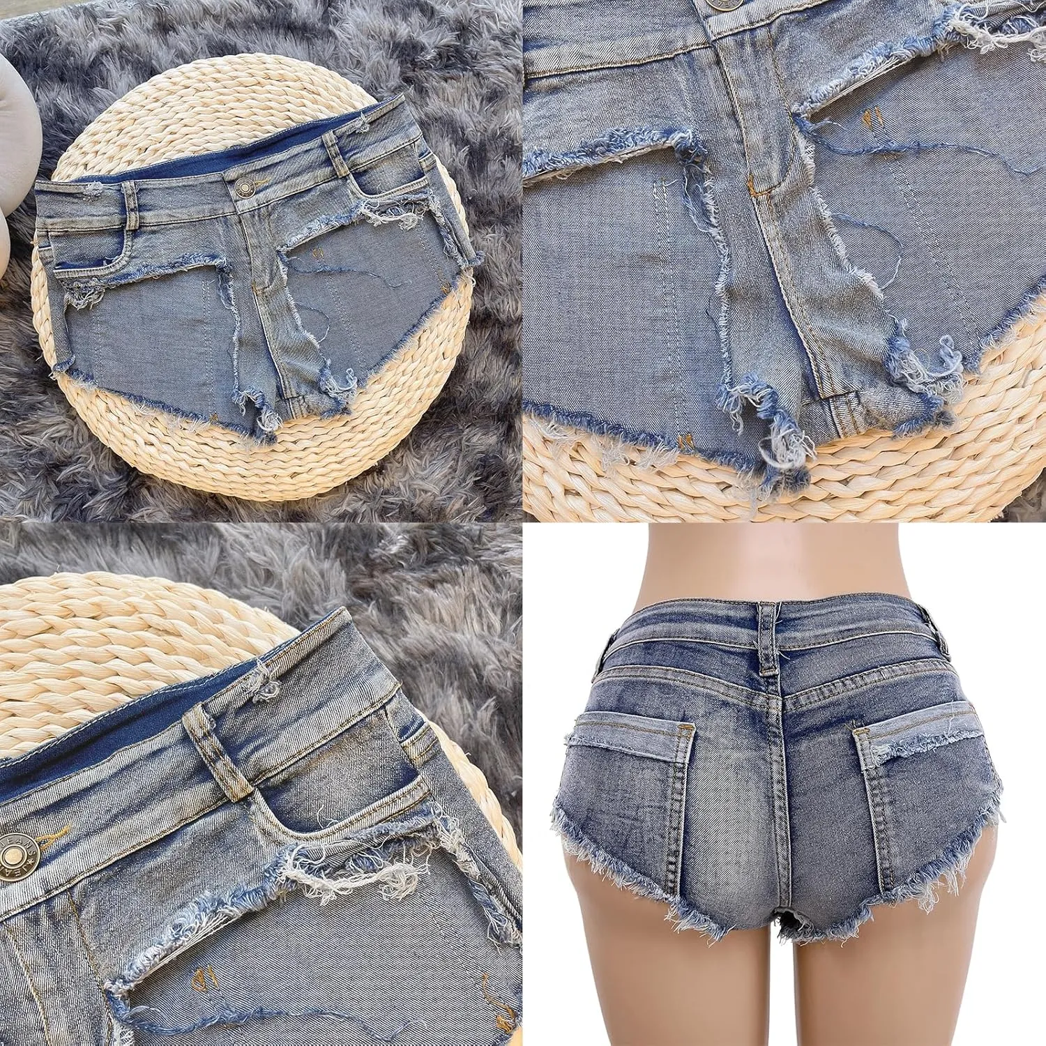 Women's Sexy Summer Cutting Ripped Destroyed Hot Pants Beach Nightclub Denim Shorts 9022