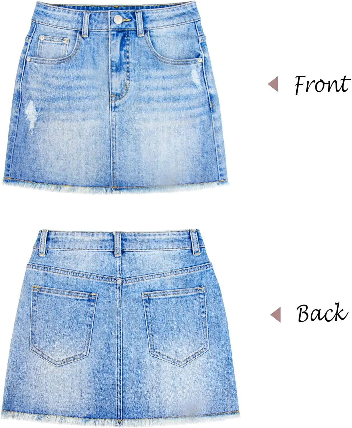 Women's Skorts Mid Waist Zipper Edgy Retro Raw Cut Hem Mini Denim Jean Skirt
