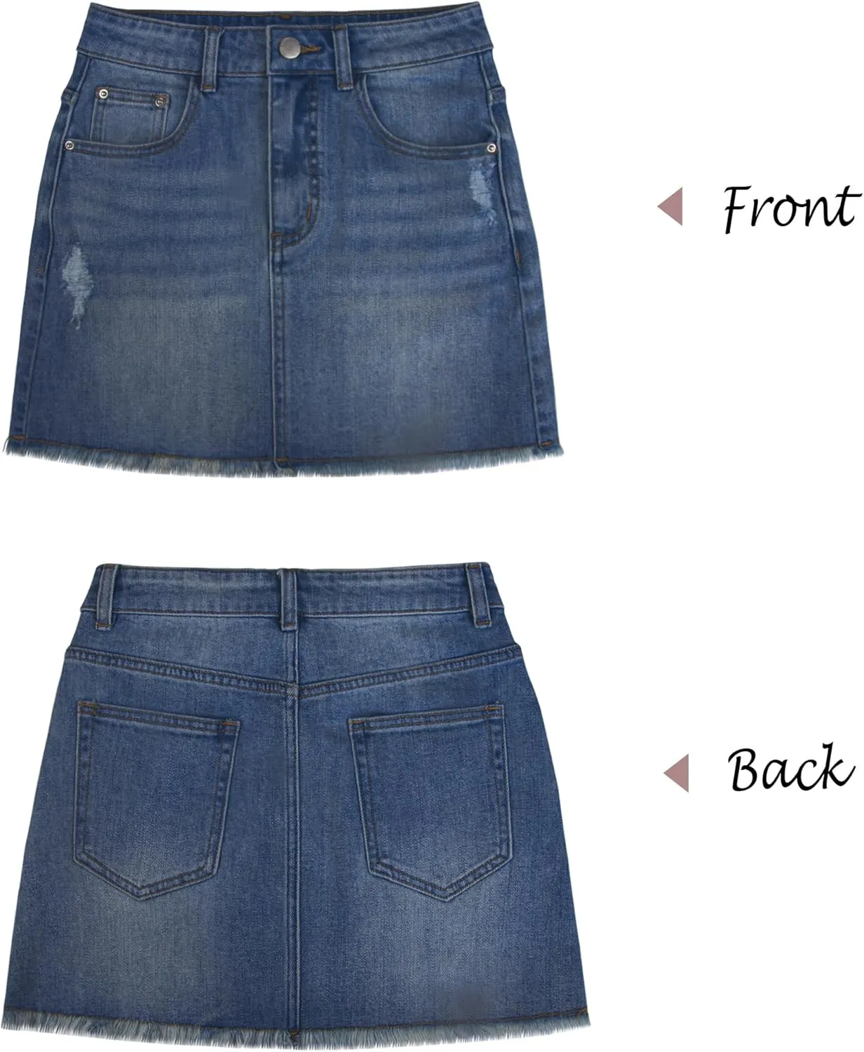 Women's Skorts Mid Waist Zipper Edgy Retro Raw Cut Hem Mini Denim Jean Skirt