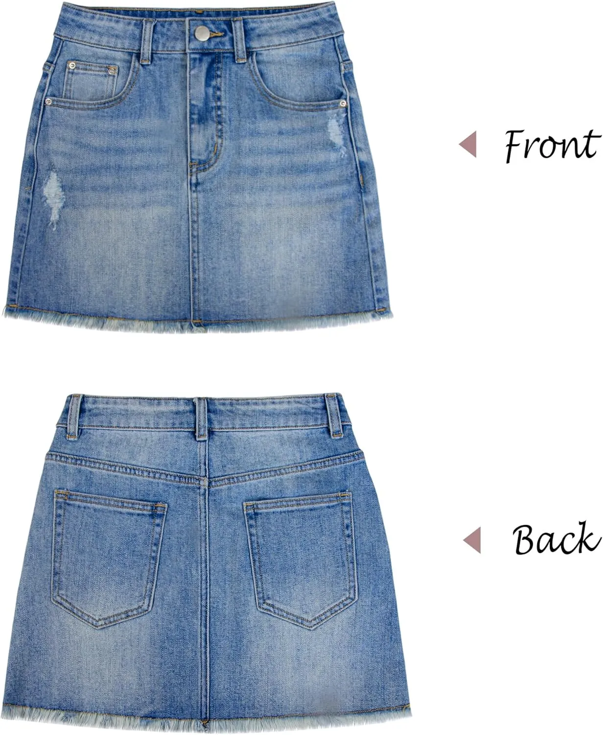 Women's Skorts Mid Waist Zipper Edgy Retro Raw Cut Hem Mini Denim Jean Skirt