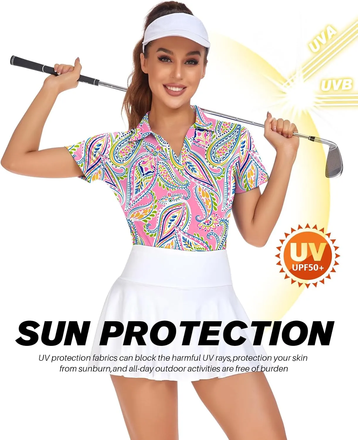 Womens Sleeveless Golf Shirt Ruffle Sleeve Polo Shirts Moisture Wicking Golf Apparel Tennis Shirts Golf Tank Tops
