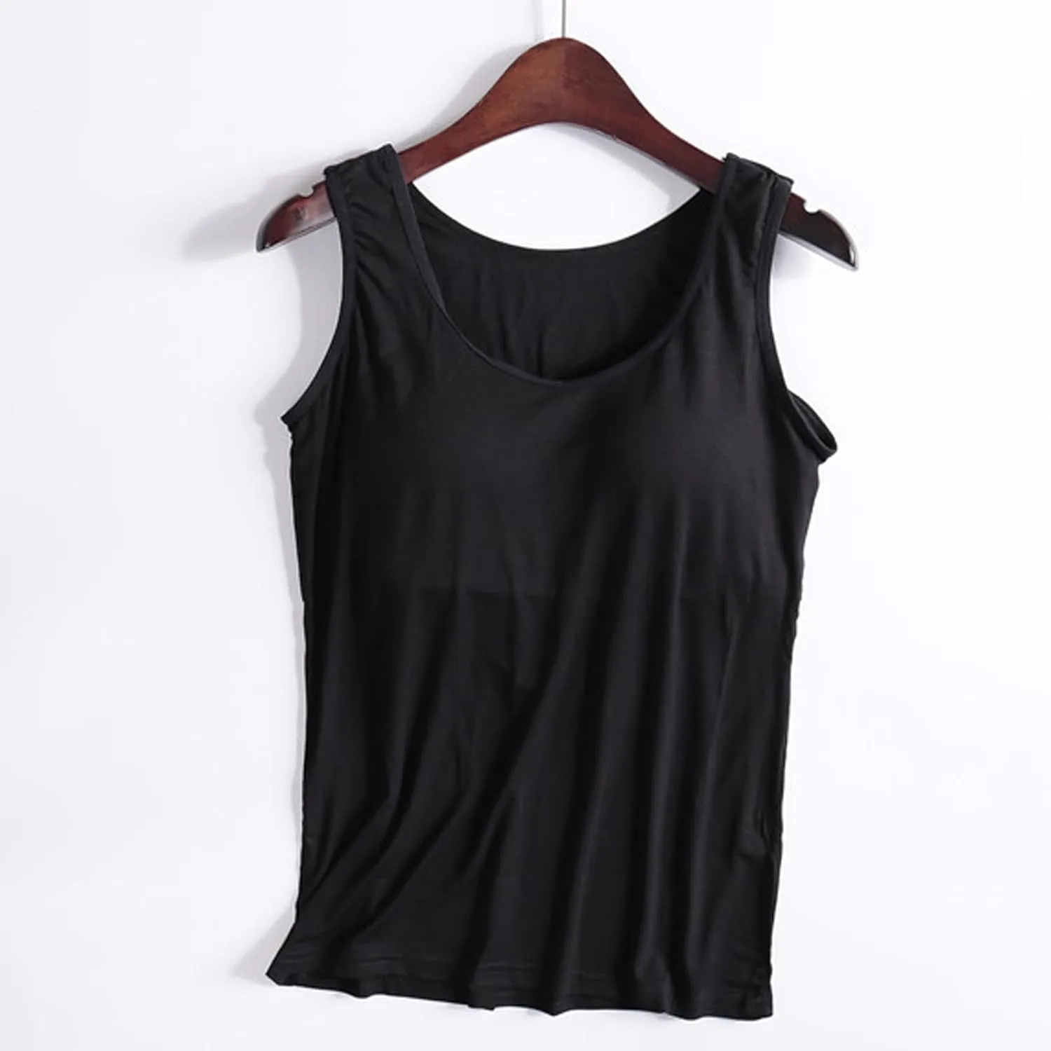 Womens Tank Tops with Built in Bras Comfy Fit Padded Camisole Without Rims Integrated Base Undershirt