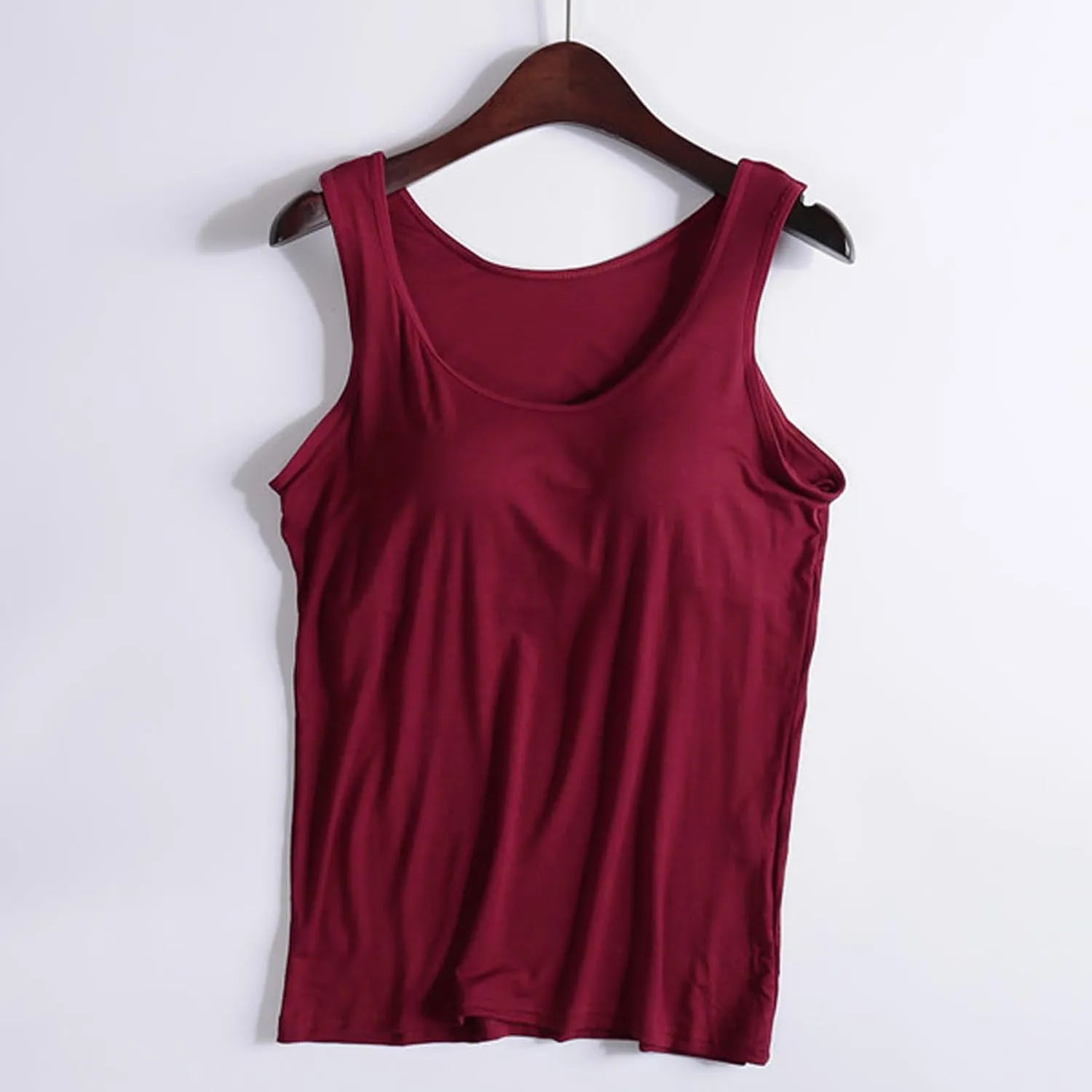 Womens Tank Tops with Built in Bras Comfy Fit Padded Camisole Without Rims Integrated Base Undershirt