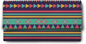 Women's Triangular Art Pattern Faux Leather Printed Wallet | Wallet for Women | Ladies Purse | Clutch | Multiple Card Holder Organizer and Phone Pocket Zip Wallet.