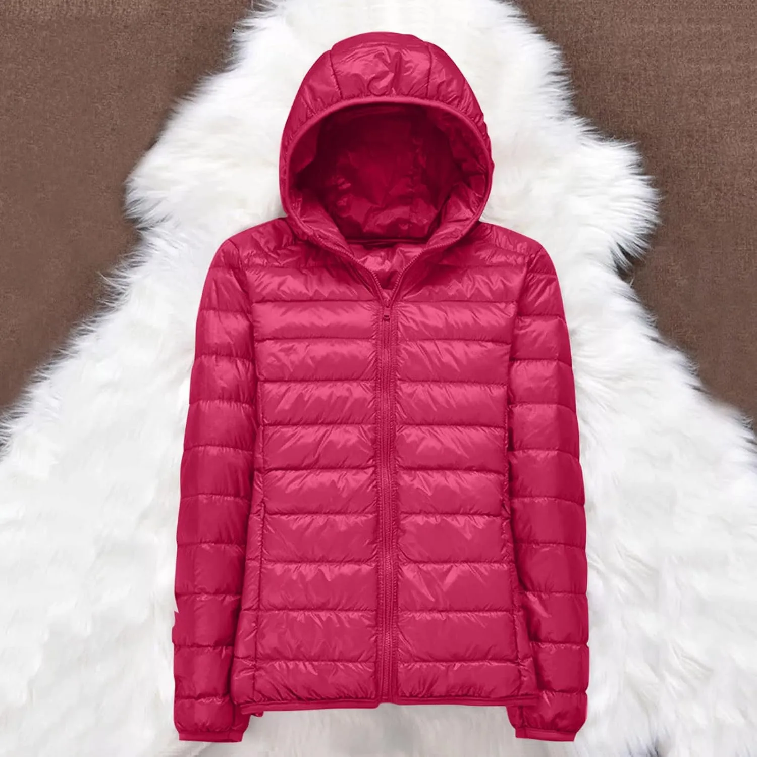Womens Warm Lightweight Puffer Jackets Fashion Solid Color Waterproof Quilted Coats White Duck Down Casual Outerwears