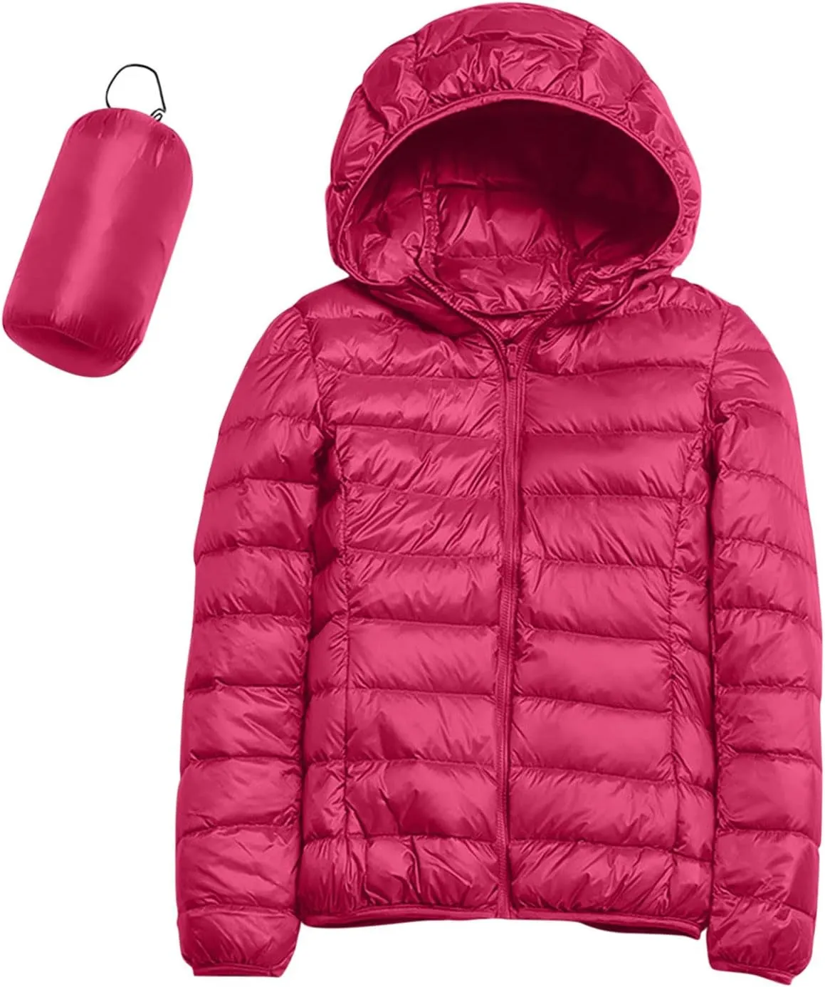 Womens Warm Lightweight Puffer Jackets Fashion Solid Color Waterproof Quilted Coats White Duck Down Casual Outerwears