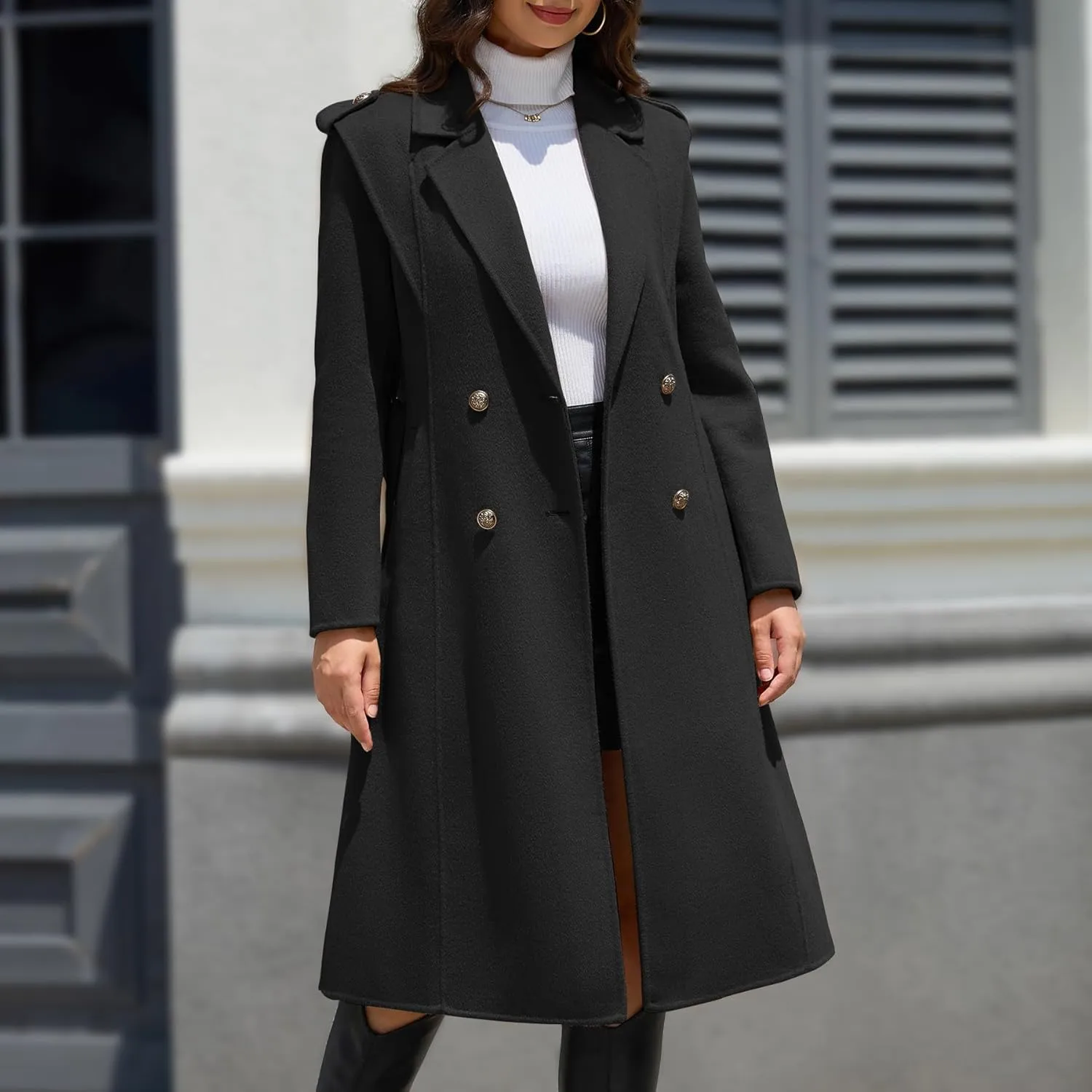 Wool Blend Wrap Coat Women's Superior 70% Wool Coat, Classy Long Wool Coat with Belt