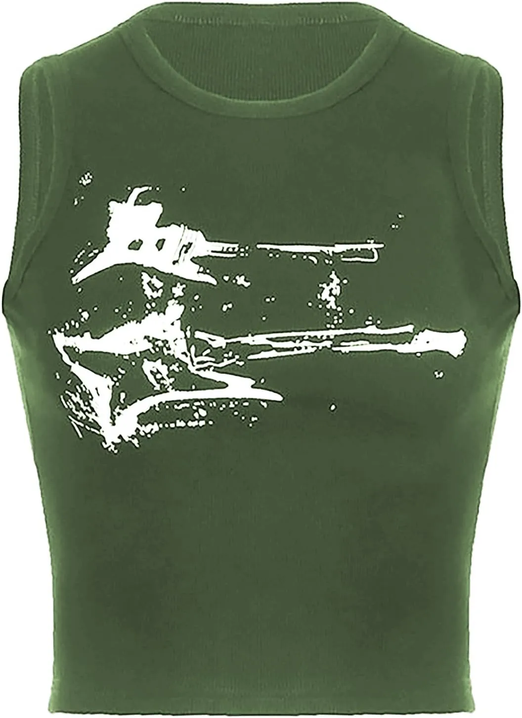 Xineicy Women's Star Sleeveless Crop Top Vintage Y2k Tops Round Neck Racerback Tank Tops Casual Tee