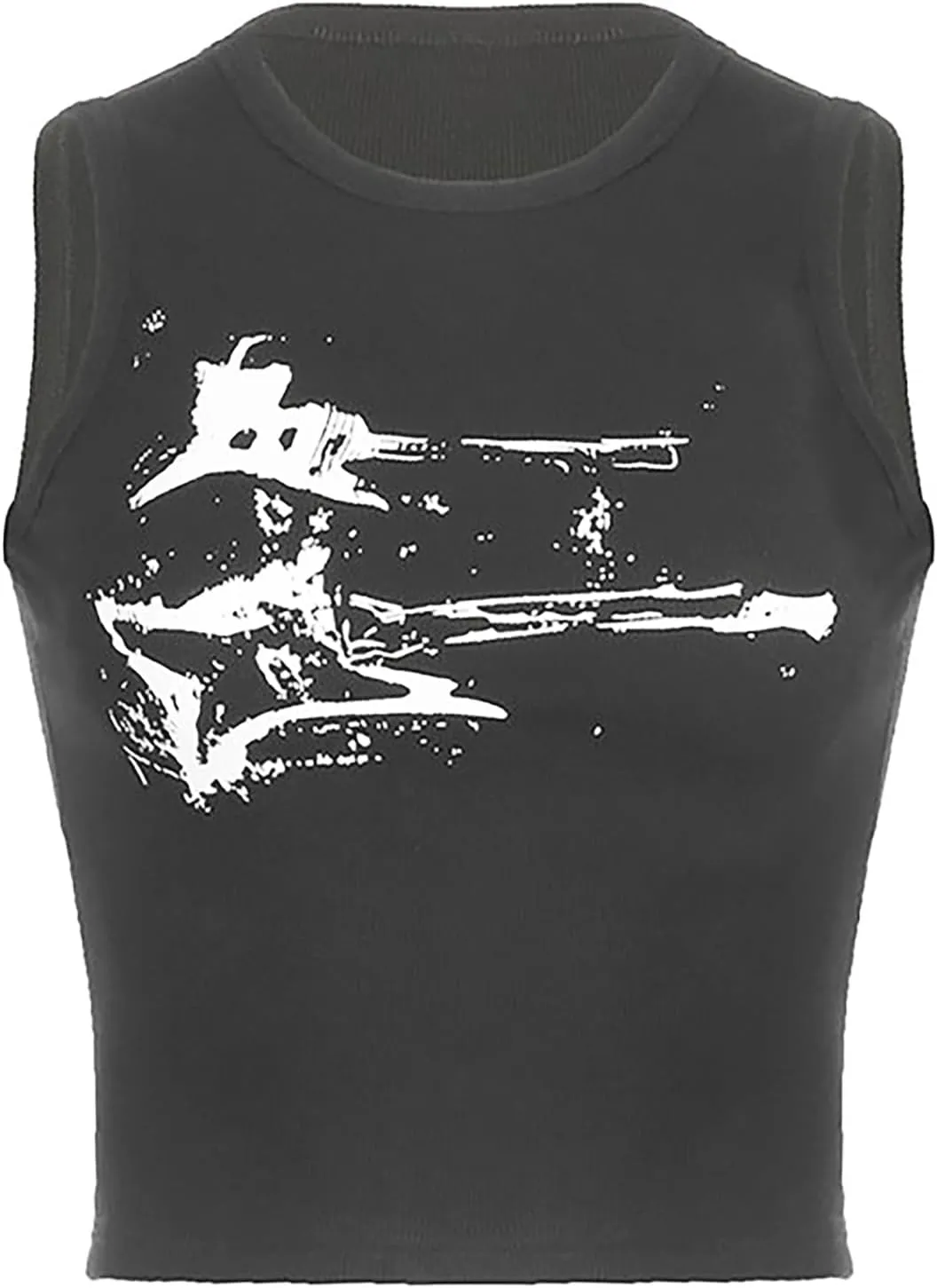 Xineicy Women's Star Sleeveless Crop Top Vintage Y2k Tops Round Neck Racerback Tank Tops Casual Tee