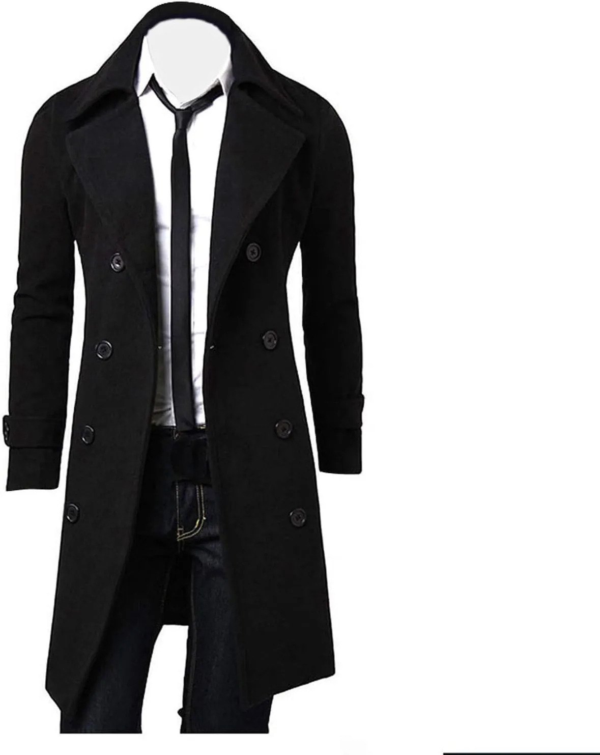 Ymosrh Mens Jacket Winter Men Slim Stylish Trench Coat Double Breasted Long Jacket Coat