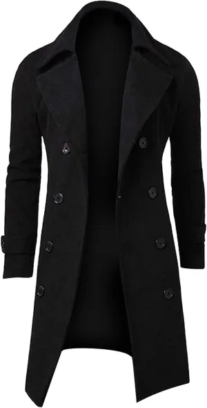 Ymosrh Mens Jacket Winter Men Slim Stylish Trench Coat Double Breasted Long Jacket Coat