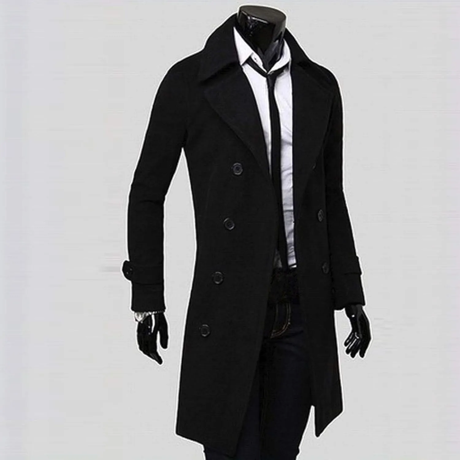 Ymosrh Mens Jacket Winter Men Slim Stylish Trench Coat Double Breasted Long Jacket Coat