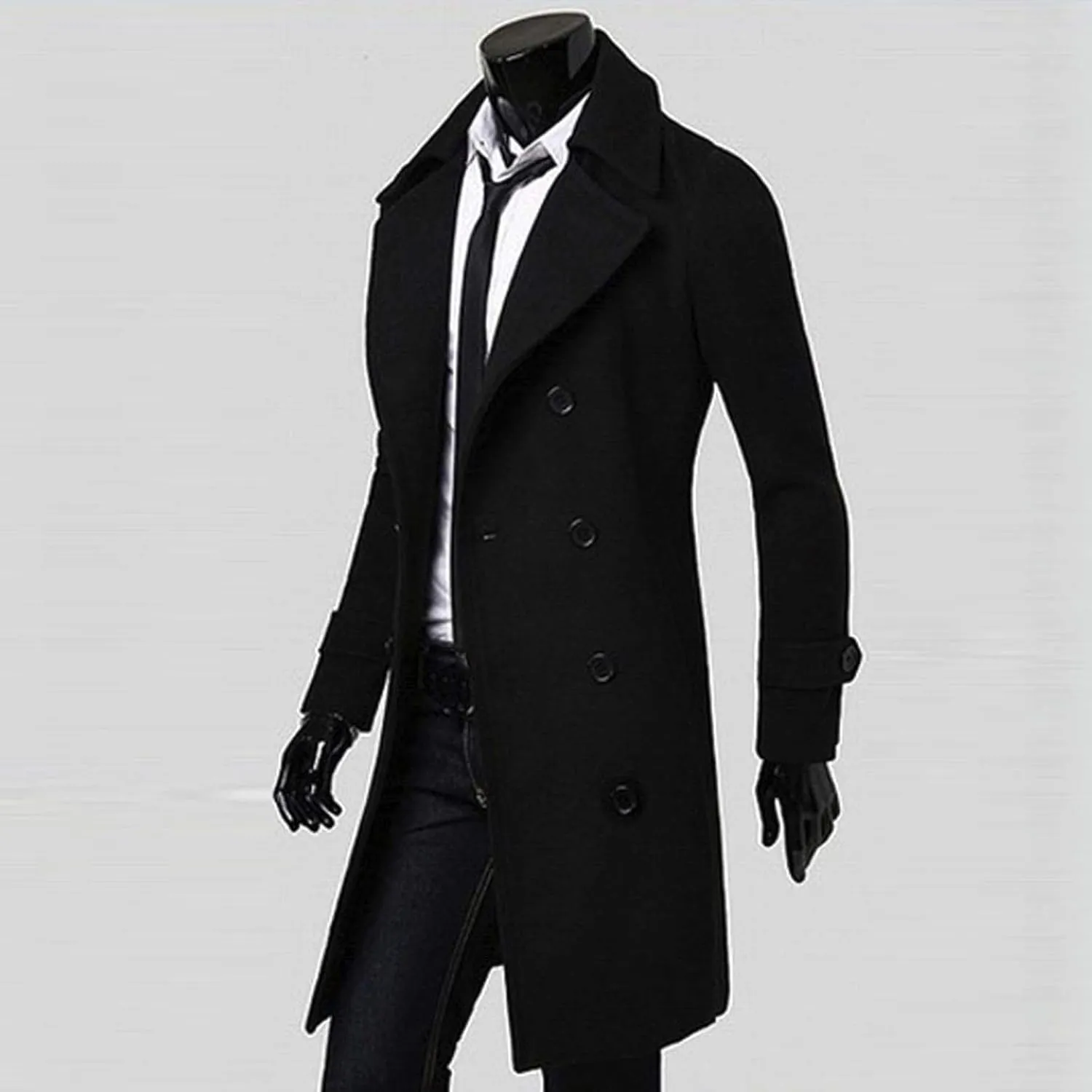 Ymosrh Mens Jacket Winter Men Slim Stylish Trench Coat Double Breasted Long Jacket Coat