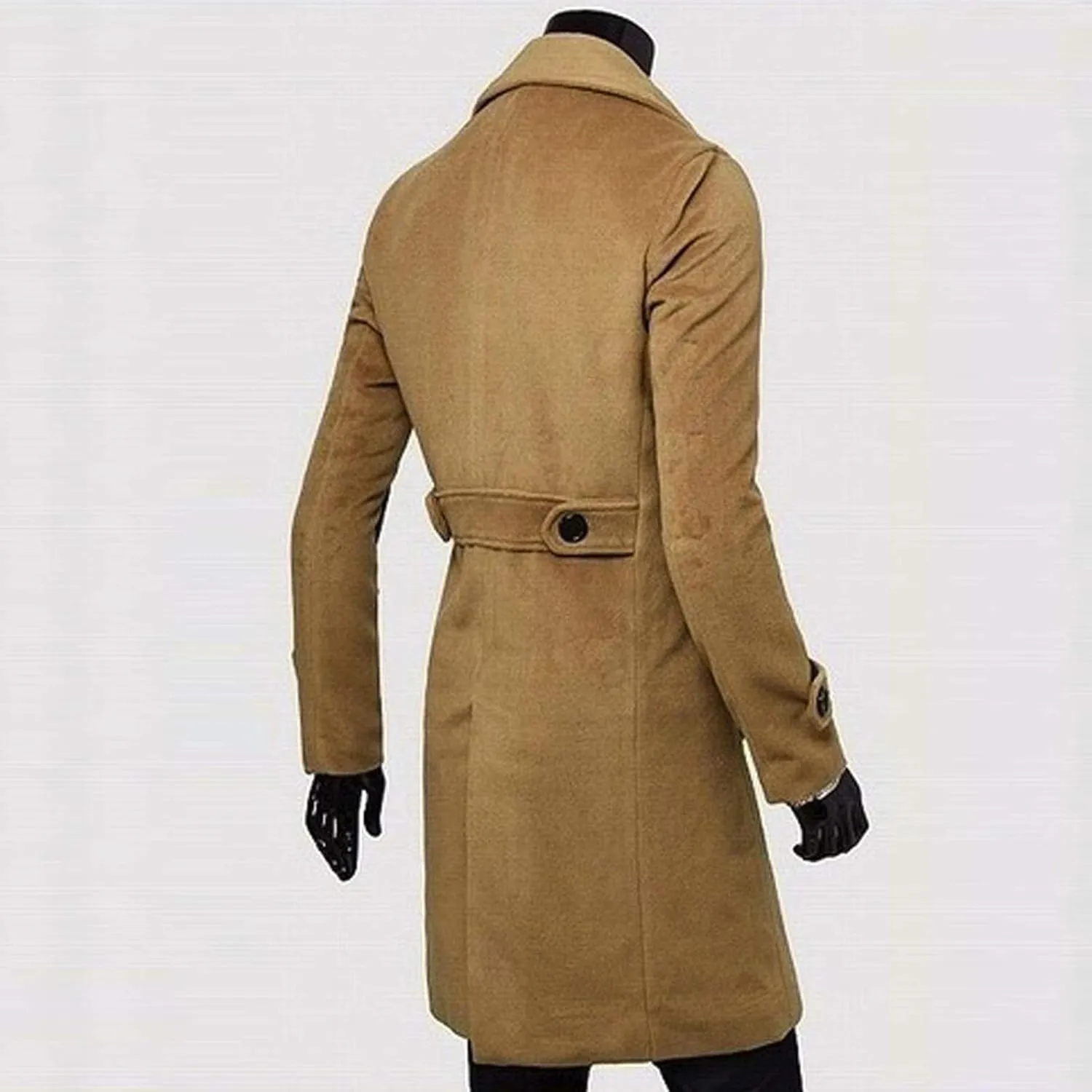 Ymosrh Mens Jacket Winter Men Slim Stylish Trench Coat Double Breasted Long Jacket Coat