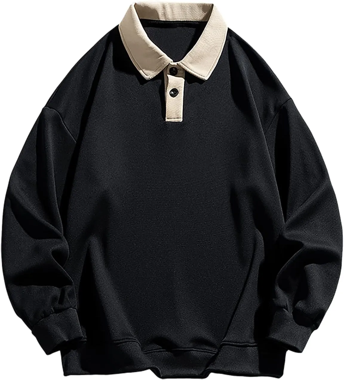 ZAFUL Men's Long Sleeve Polo Shirts Color Spliced Polo Collar Sweatshirt Casual Golf Patchwork Shirts Tops