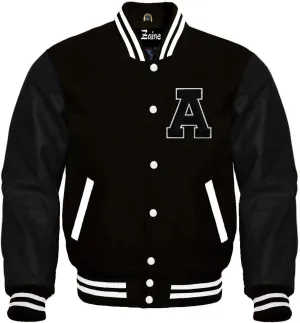 Zaine Enterprises Varsity Baseball Letterman Wool & Genuine Leather Sleeves A LOGO Jacket