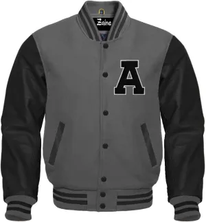 Zaine Enterprises Varsity Baseball Letterman Wool & Genuine Leather Sleeves A LOGO Jacket