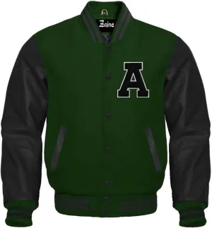 Zaine Enterprises Varsity Baseball Letterman Wool & Genuine Leather Sleeves A LOGO Jacket